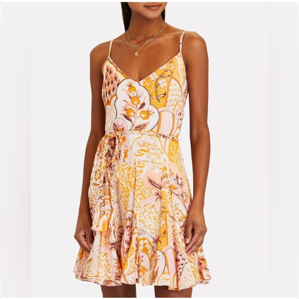 RHODE Casey Sleeveless Floral Mini Dress Yellow/Pink Colors Size S 100% Cotton